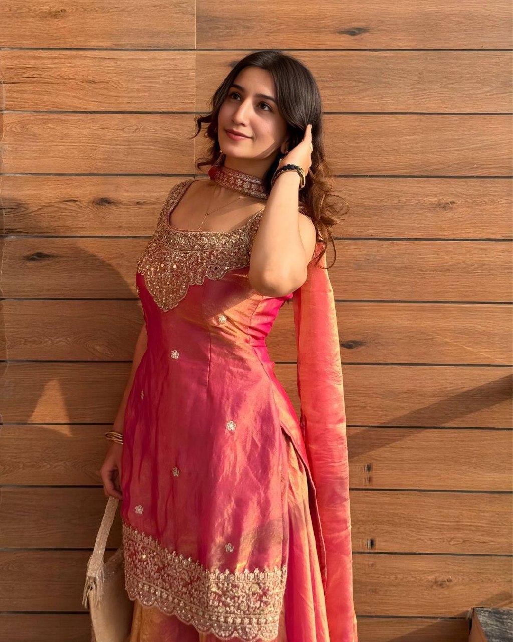 Radiant Flamingo Iridescent Palazzo Set